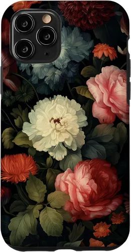 Miniatura 27 de Vintage Dark Flower Pattern Moody Floral Case for iPhone 16