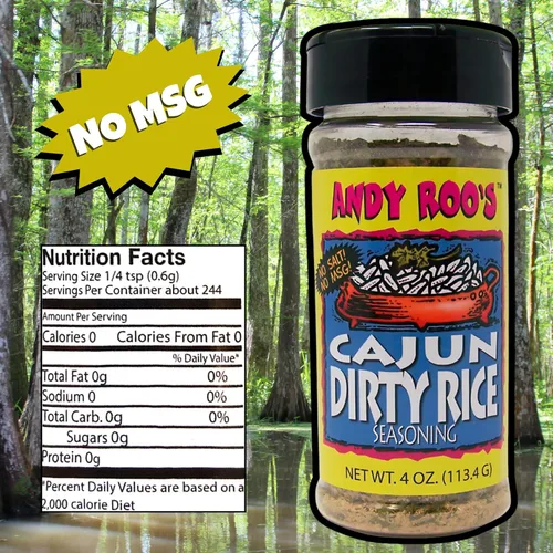 Miniatura 2 de Andy Roo's Condimento criollo de arroz sucio cajún sin sal, coctelera de 4 onzas