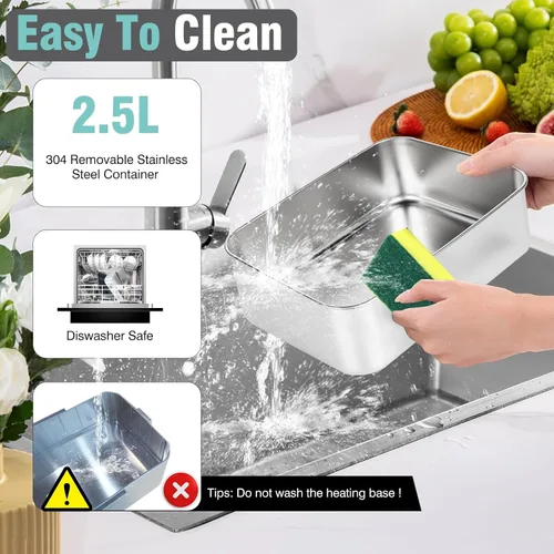 Miniatura 5 de Lonchera eléctrica súper grande de 3,5 L, calentador de alimentos, lonchera térmica para adultos y hombres con doble capa