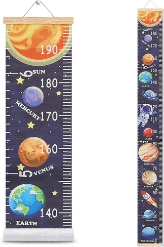 Miniatura 8 de HIFOT Tabla de crecimiento para niños, tabla de medición de altura, reglas de lona de animales de la selva para colgar en la pared para decoración