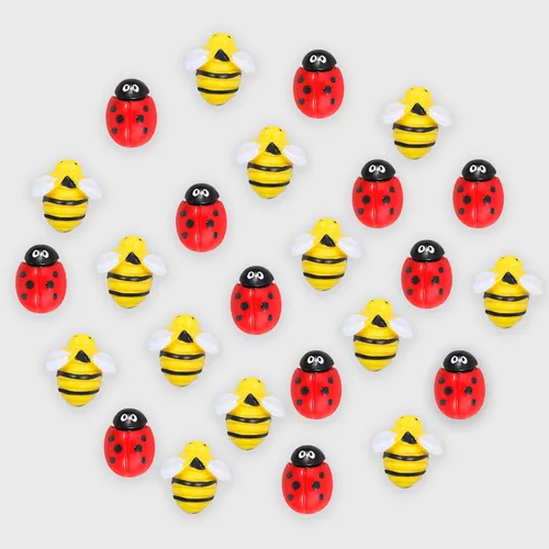 Miniatura 3 de 24 piezas de adornos para cupcakes de abejorro, figura pequeña de mariquita de resina, adornos para cupcakes de abeja, Oh Babee, decoraciones