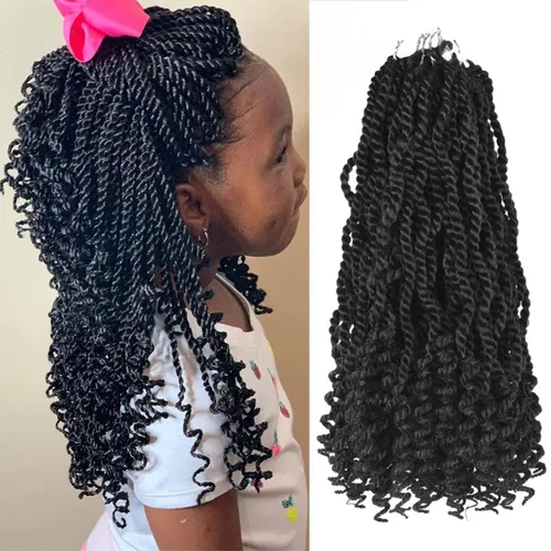 Miniatura 16 de Cabello de ganchillo para niños de 8 pulgadas, cabello de ganchillo para mujeres negras, paquete de 6 paquetes de trenzas senegalesas, extremos