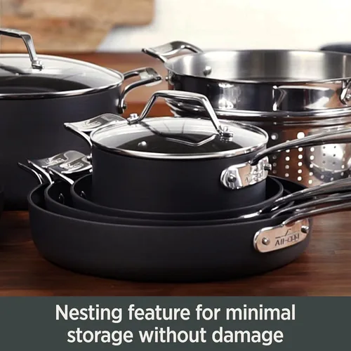 Miniatura 4 de All-Clad Essentials - Colador antiadherente anodizado duro de 7 cuartos de galón, apto para horno, colador de pasta con asa, ollas y sartenes