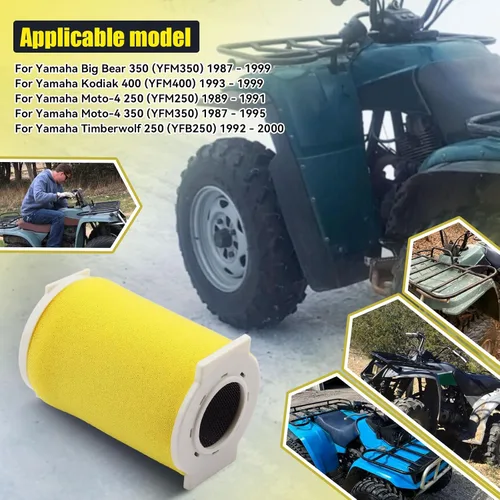 Miniatura 6 de Kit de filtro de aire, guía y tapa final para Yamaha Big Bear 350 Moto-4 250 350 Timberwolf 250 YFB250 1987-2000 Kodiak 400 YFM400FW 1993-1999