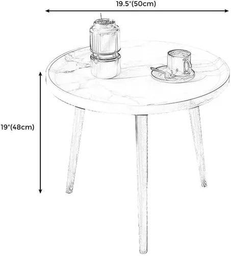 Miniatura 2 de Mesa auxiliar, moderna mesa de centro pequeña con 3 patas, mesa de cóctel de madera, mesa auxiliar de centro retro para sala de estar, fácil Blanco