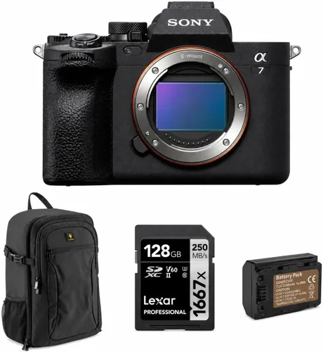 Sony Alpha a7 IV - Cámara digital 4K con lente intercambiable sin espejo de marco completo, color negro, paquete con tarjeta de memoria SD de 128
