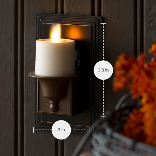 Miniatura 4 de Luminara Vela sin llama con luz de amanecer a atardecer, sensor automático de oscuridad, bronce, luz LED de pared para interiores con tecnología
