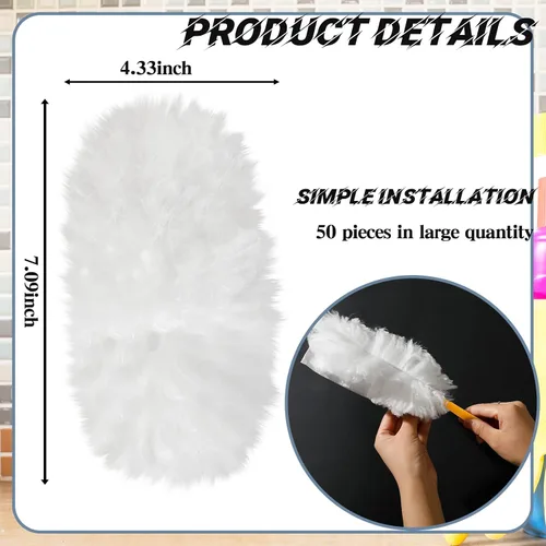 Miniatura 3 de Vesici 50 piezas de repuesto de plumero compatibles con Swiffer Dusters, repuesto desechable a granel grueso con 1 mango resistente para limpieza