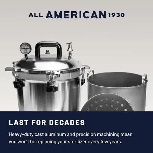 Miniatura 6 de All American 1930 1925X Esterilizador - 25 qt - Esterilizador no eléctrico - Adecuado para cualquier fuente de calor - Incluye estante - Fabricado