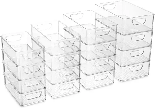 Miniatura 3 de Munfix Juego de 16 contenedores organizadores de refrigerador, cestas de plástico para organización y almacenamiento de despensa, organizadores