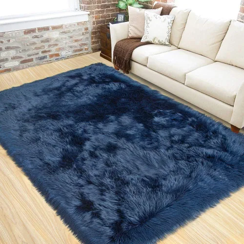 Miniatura 9 de LOCHAS Alfombra mullida ultrasuave, alfombra de pelo sintético de oveja, para el dormitorio, para colocar junto a la cama, para la sala