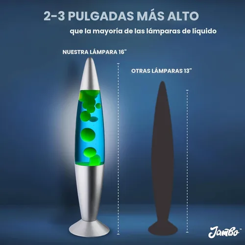 Miniatura 9 de JAMBO Hermosa lámpara de 16 pulgadas, azul con cera amarilla/verde, luz líquida relajante, luz nocturna, decoración del hogar, sala de estar