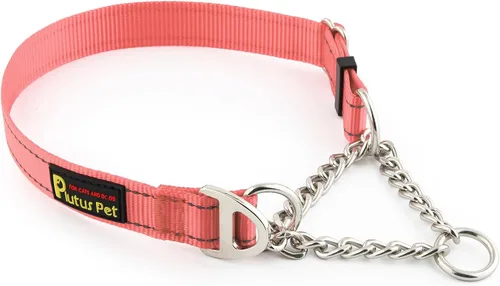 Miniatura 16 de Plutus Pet Martingale - Collar para perro con cadena de acero inoxidable y nailon reflectante, collar de entrenamiento ajustable sin tirones