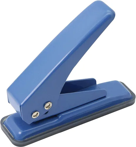 Perforadora de un solo agujero de mano de 1/4 pulgadas, capacidad de perforación de papel de 20 hojas, perforadora de agujero de metal con base