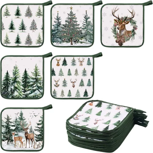 Miniatura 21 de Bencailor 12 soportes para ollas con bolsillo para cocina, guantes calientes para horno, bolsa de galletas, guantes de horno para cocina, regalo
