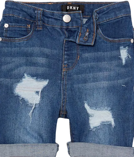 Miniatura 3 de DKNY Pantalones cortos clásicos de mezclilla con 5 bolsillos para niña