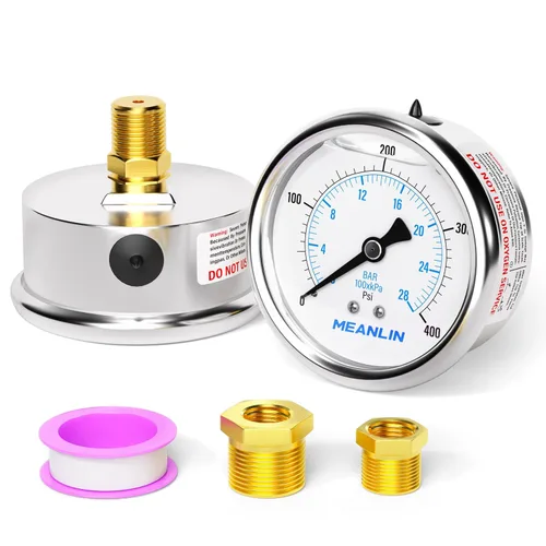 Miniatura 9 de MEANLIN MEASURE - Manómetro de acero inoxidable, relleno de líquido, esfera con cara de 2.5 pulgadas, NPT de 1/4 de pulgada, agua, aceite y gas