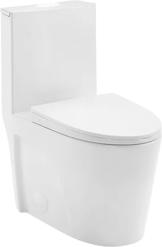Swiss Madison SM-1T254 St. Tropez - Inodoro de una pieza con descarga dual Tornado, 0.8/1.28 GPF, con asiento de cierre suave, altura cómoda BLANCO