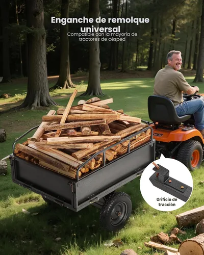 Miniatura 2 de VEVOR 10 pies cúbicos y 500 libras de remolque para ATV con función de descarga, remolque de utilidad para UTV de carga pesada, remolque de descarga