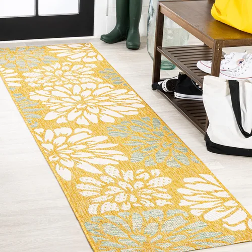 Miniatura 40 de JONATHAN Y Alfombra Corredor de Tejido Texturizado Floral para Interiores y Exteriores 2X8 Marrón/Crema, Zinnia Moderna para Patio Trasero, Patio