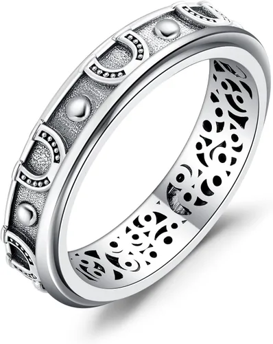 Miniatura 19 de YAFEINI Anillo giratorio de plata de ley para mujer, nudo celta, girasol, margarita, corazón, árbol de la vida, joyería de regalo para mujeres