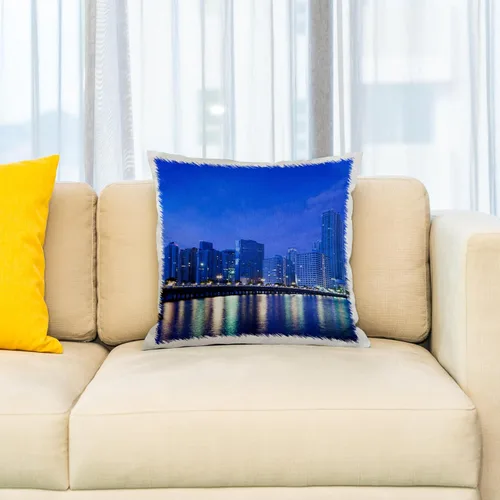 Miniatura 2 de 3dRose USA, Florida, Miami, City Skyline de Brickell Key, Dawn.-Funda de almohada, 16 por 16" (pc_205552_1)