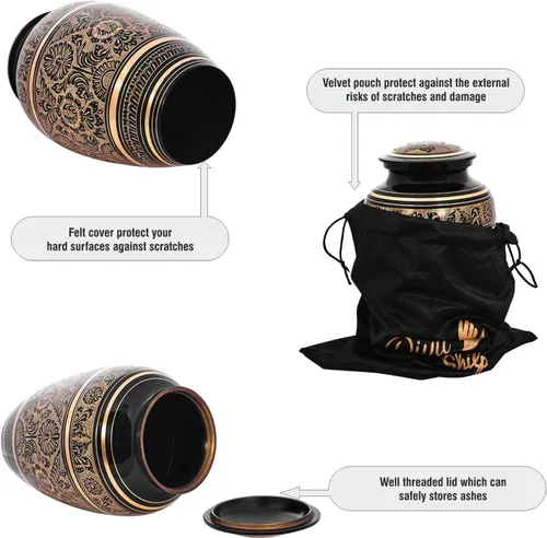 Miniatura 3 de Urna de cremación para cenizas humanas con bolsa de satén, para adultos de hasta 200 libras Urnas funerarias grandes hechas a mano por Divit Shilp