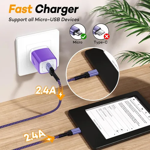 Miniatura 2 de Cargador Kindle para Kindl de repuesto de cable de carga, Paperwhite Amazon Fire HD Tablet 7 8 Paperwhite Fire Charger Cable de bloque de pared