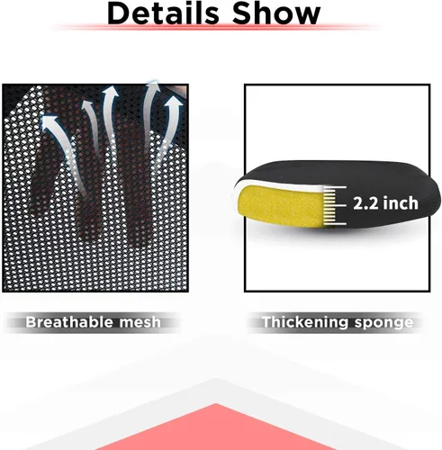 Miniatura 6 de Silla de redacción alta para oficina, silla de escritorio ergonómica de malla con respaldo medio con anillo de pie ajustable para escritorio Negro