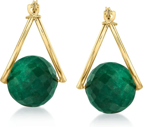 Miniatura 3 de Ross-Simons Gemstone Bead Double-Hoop Earrings in 14kt Yellow Gold