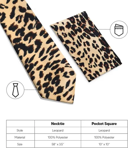 Miniatura 26 de Juego de corbata Kente con estampado africano y animal y pañuelo de bolsillo a juego