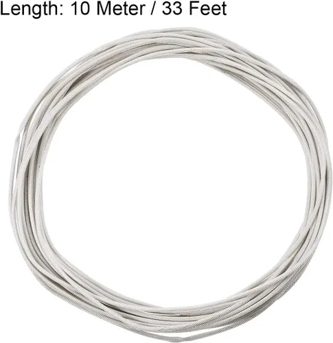 Miniatura 2 de uxcell Manga de la trenza del aislamiento, 33Ft-0.039 in alto TEMP manga de fibra de vidrio de silicona blanca