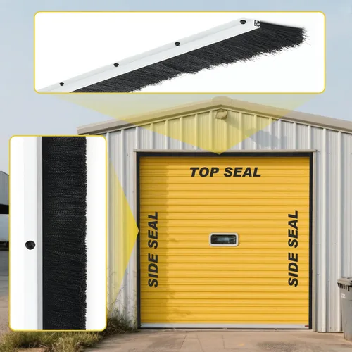 Miniatura 4 de DoubleFill Kit de sello de cepillo para puerta de garaje de 8 x 8 pies, sello de puerta enrollable de 2 pulgadas con riel de aluminio, cepillo