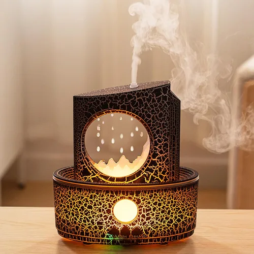 Humidificador de aromaterapia para relajación del sueño, humidificadores de gotas de lluvia, difusor de aromaterapia con 3 luces LED que cambian de
