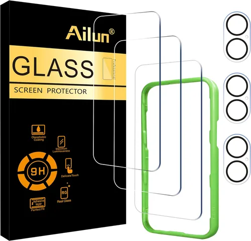 Miniatura 31 de Ailun Paquete de 3 protectores de pantalla para iPhone 17 Pro [6.3 pulgadas] + 3 protectores de lente de cámara con marco de instalación, protección