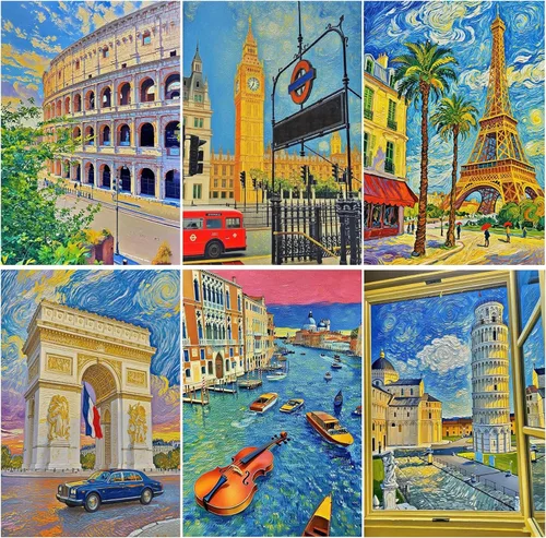 Miniatura 16 de DOTZSO Paquete de 6 pinturas de diamantes 5D para adultos, kit DIY de arte completo de diamantes con arte de cristal y manualidades para AB Moon Lake