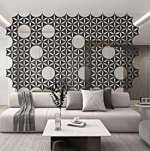 Miniatura 9 de Superficie de fibra de fieltro, tablero de fibra de poliéster de alta densidad, flor 3D, Venus, 14"x12", panel divisor de habitación colgante