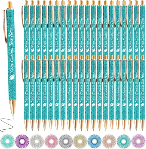 Miniatura 40 de Bolígrafo personalizado, 1 unidad, bolígrafo personalizado con logotipo de mensaje de nombre comercial impreso, carcasa de metal brillante de tinta