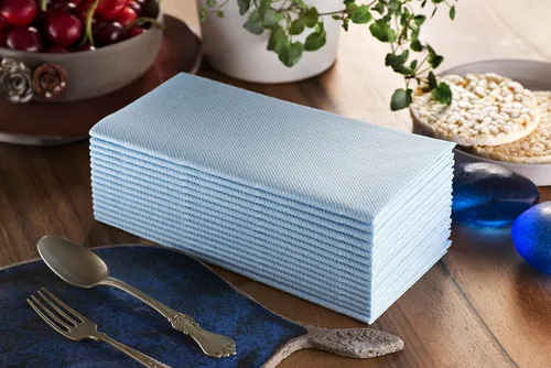 Miniatura 6 de Servilletas de papel azul bebé, tela desechable de lino como servilletas de cena, toallas de mano, suaves, absorbentes, servilletas de mano de papel