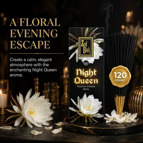 Miniatura 3 de Night Queen - Varitas de incienso 120 unidades Relajación premium Aroma de yoga y meditación ZED BLACK Reina de la noche