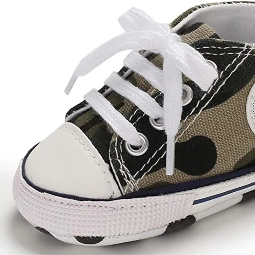 Miniatura 5 de Zapatos de bebé, para niñas o niños, suaves, suela antideslizante, para recién nacidos y primeros pasos, de estrella, tenis caña alta de lona