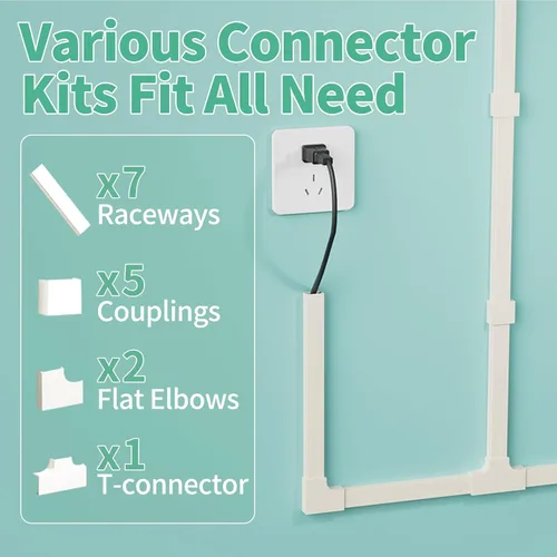 Miniatura 5 de Delamu Kit de cubierta de cable autoadhesivo de 100 pulgadas para TV montado en la pared, ocultador de cables pintable, sistema de gestión de cables