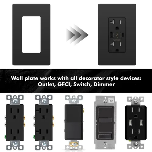 Miniatura 3 de Micmi Placas de pared decorativas de 1 banda, policarbonato irrompible de tamaño estándar, placa de interruptor sin tornillos, cubierta de salida