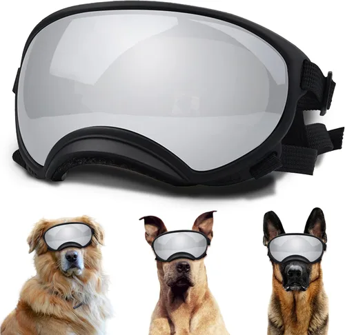 Miniatura 40 de Gafas de sol grandes para perros con correa ajustable, protección UV, a prueba de victorias, adecuadas para perros medianos y medianos