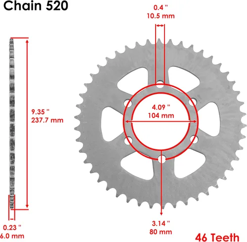 Miniatura 4 de Caltric Kit de cadena de transmisión y piñón rojo compatible con Kawasaki Versys 650 Kle650 2007-2018
