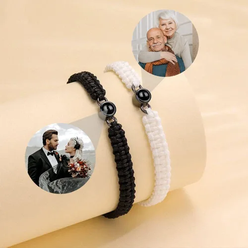 Miniatura 4 de Pulseras de proyección personalizadas con fotos, pulseras personalizadas para parejas con fotos de mascotas familiares para parejas, joyería