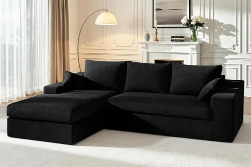 Miniatura 43 de HABUTWAY Sofá modular modular de 101 pulgadas con asiento profundo, moderno sofá convertible en forma de L, sofá tapizado con diván para sala