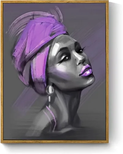 Miniatura 41 de LB Arte de pared de mujer afroamericana, mujer negra con cabello dorado, impresiones de pintura abstracta, belleza moderna negra y dorada para sala