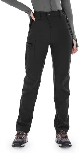 Miniatura 8 de Wespornow Pantalones de senderismo con forro polar para mujer, pantalones de esquí para nieve, resistentes al agua, para exteriores, softshell