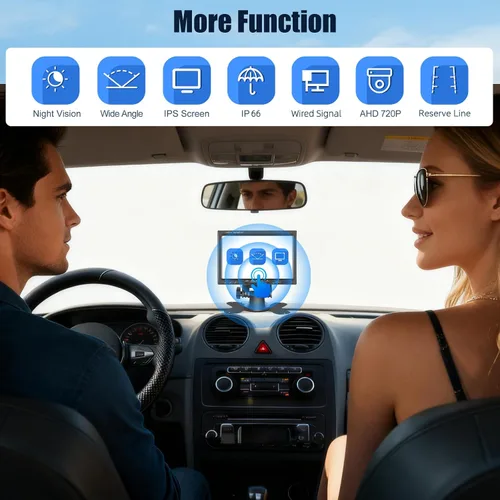 Miniatura 5 de Cámara de respaldo AHD de 7 pulgadas para automóvil, camión, SUV, sistema de cámara de visión trasera 1080P/720P con monitor IPS, cable de 49 pies